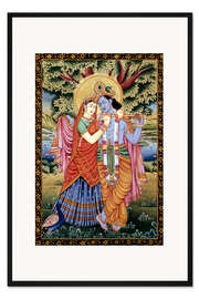 Gerahmter Kunstdruck Radha und Krishna Liebesszene