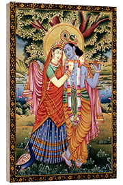 Holzbild Radha und Krishna Liebesszene