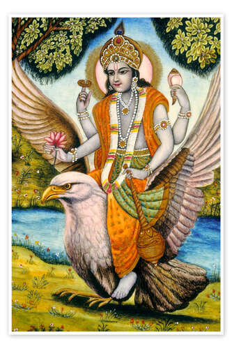 Poster Vishnu sits on Garuda