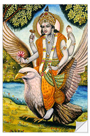 Selvklebende plakat Vishnu sits on Garuda