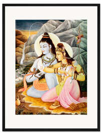 Gerahmter Kunstdruck Gott Shiva Shanker Parvati