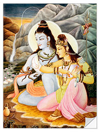 Selvklebende plakat God Shiva Shanker Parvati