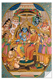 Selvklebende plakat Ram-Darbar with other gods