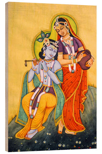 Wood print Radha Krishna IV