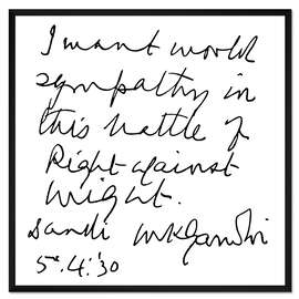 Gerahmter Kunstdruck I Want World Sympathy, Mahatma Gandhi, 1930