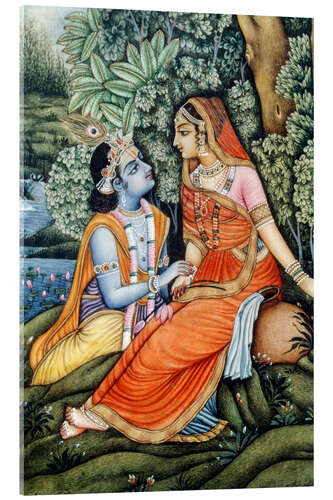 Acrylic print Miniature painting of Radha Krishna, India