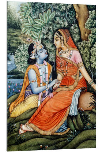 Aluminium print Miniature painting of Radha Krishna, India