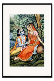 Gerahmter Kunstdruck Miniaturmalerei von Radha Krishna, Indien