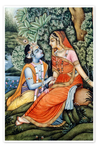 Poster Miniature painting of Radha Krishna, India