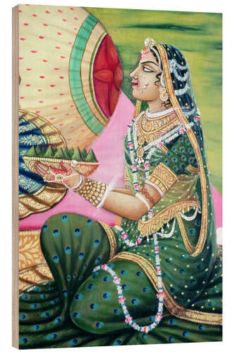 Holzbild Radha, eine von Krishnas Frauen