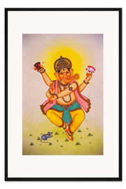 Gerahmter Kunstdruck Ganesha Ganpati in tanzender Stimmung