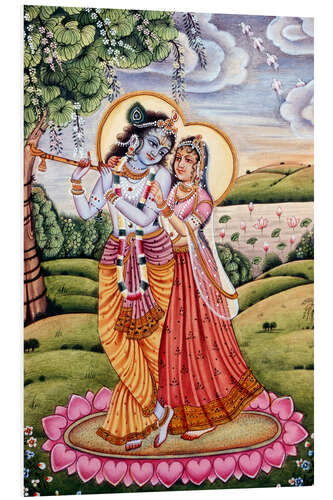 Foam board print Radha Krishna miniature painting, India