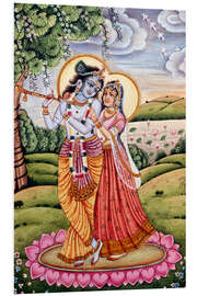 Foam board print Radha Krishna miniature painting, India