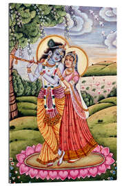 Gallery print Radha Krishna miniature painting, India