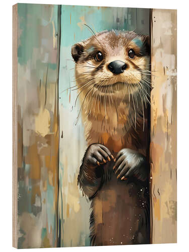 Print på træ Look Look - It's me, the otter