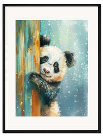 Gerahmter Kunstdruck Guck Guck - Ich bin es, der Panda Bär