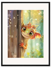 Gerahmter Kunstdruck Guck Guck - Ich bin es, der Drache! II