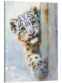 Magnettafel Guck Guck - Ich bin es, der Schnee Leopard