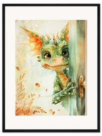 Gerahmter Kunstdruck Guck Guck - Ich bin es, der Drache I