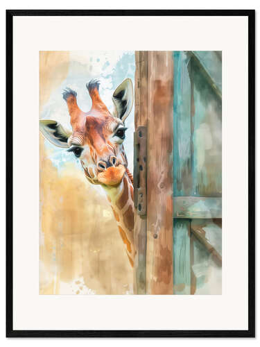 Ingelijste kunstdruk It's me, the Giraffe!