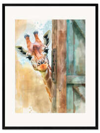 Ingelijste kunstdruk It's me, the Giraffe!