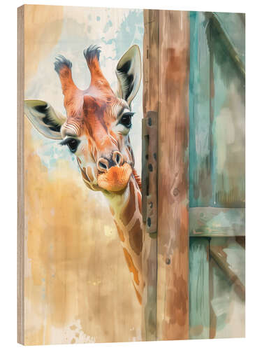 Tableau en bois It's me, the Giraffe!