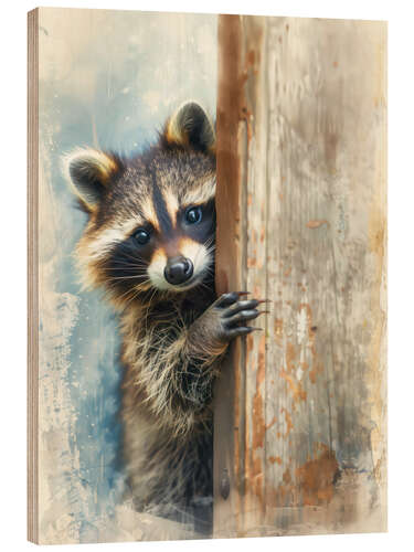 Wood print It's me, Rocco Raccoon!