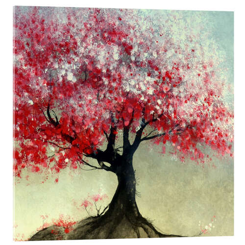 Tableau en verre acrylique It’s the Bouquet - Coral pink tree