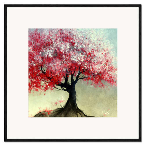 Framed art print It’s the Bouquet - Coral pink tree