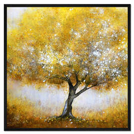 Gerahmter Kunstdruck Tausend Echos - Goldgelber Baum