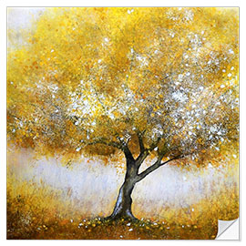 Sticker mural Thousand Echos - Golden yellow tree