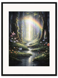 Impresión de arte enmarcada Rainbow in Magical Forest