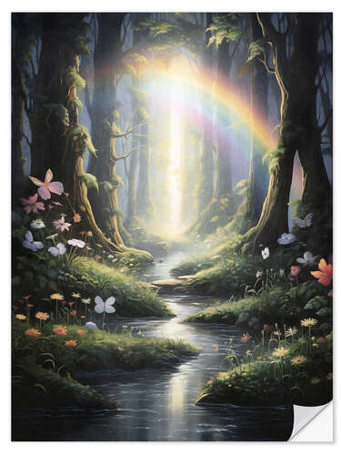 Vinilo para la pared Rainbow in Magical Forest