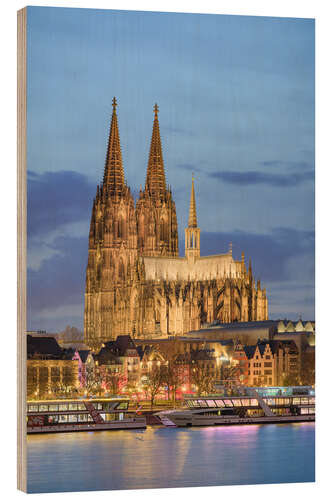 Holzbild Kölner Dom am Abend