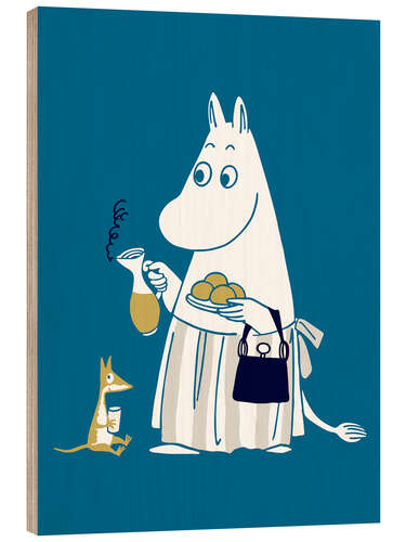 Wood print Moominmamma serves tea and cookies