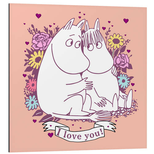 Aluminiumtavla I love you! - Moomintroll and Snorkmaiden