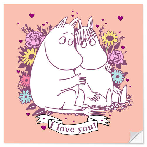 Vinilo para la pared I love you! - Moomintroll and Snorkmaiden