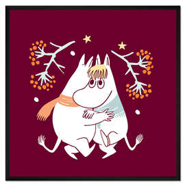 Gerahmter Kunstdruck Mumintroll und Snorkmaiden tanzen