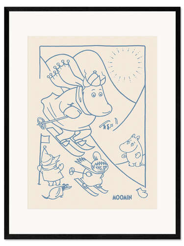 Framed art print Moomins on a skiing holiday I