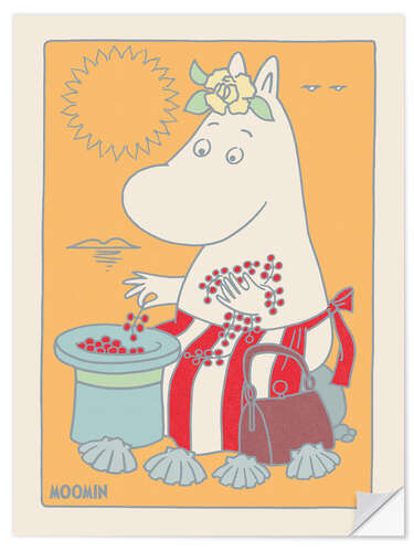 Selvklebende plakat Moominmamma at the beach