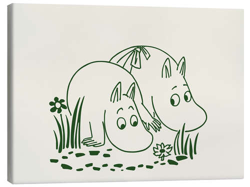 Canvas-taulu Moomins exploring the garden