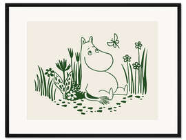 Gerahmter Kunstdruck Mumintroll mit Schmetterlingen