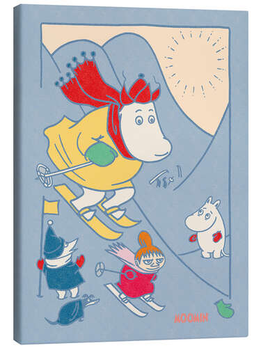 Stampa su tela Moomins on a skiing holiday II