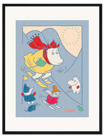 Gerahmter Kunstdruck Mumins im Skiurlaub II