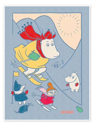 Poster Moomins on a skiing holiday II