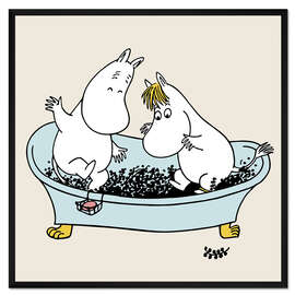 Gerahmter Kunstdruck Mumintroll und Snorkmaiden stampfen Weintrauben