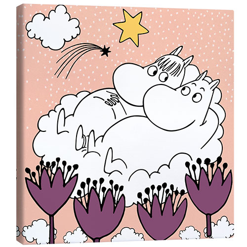 Canvas print Snorkmaiden and Moomintroll above the clouds