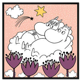 Gerahmter Kunstdruck Snorkmaiden und Mumintroll über den Wolken