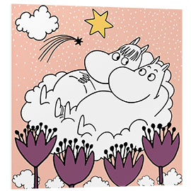 Foam board print Snorkmaiden and Moomintroll above the clouds