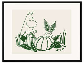 Gerahmter Kunstdruck Muminamama gießt den Kürbis